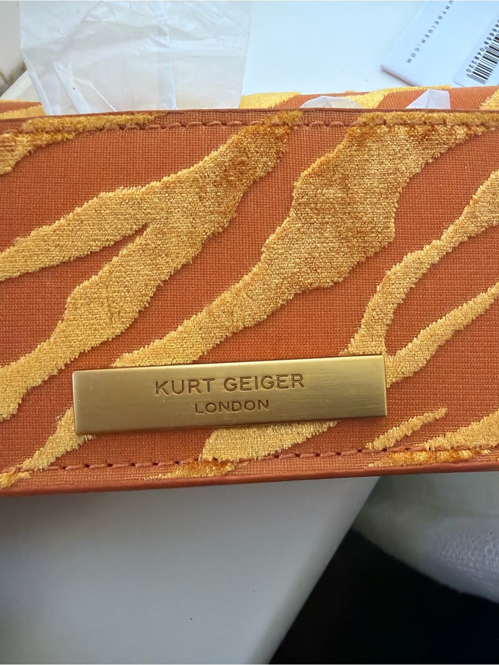 KURT GEIGER Gold-Tone Zebra Velvet Crossbody Bag - NWT- Sliding chain Host pick🩷 - Picture 5 of 7